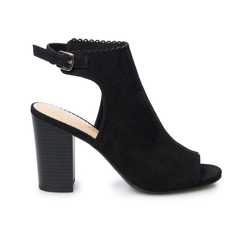 LC Lauren Conrad Sunstone Black Sling Back Heeled Booties Women's Size 9.5